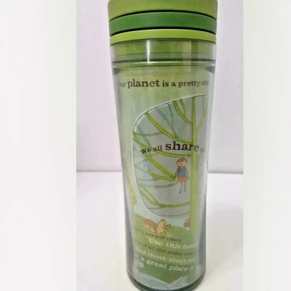 2008 Starbucks Green Recycled Tumbler Save the Planet 8oz Twist Top